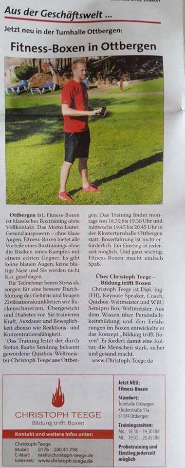 Fitness-Boxen, Trainer Christoph Teege 